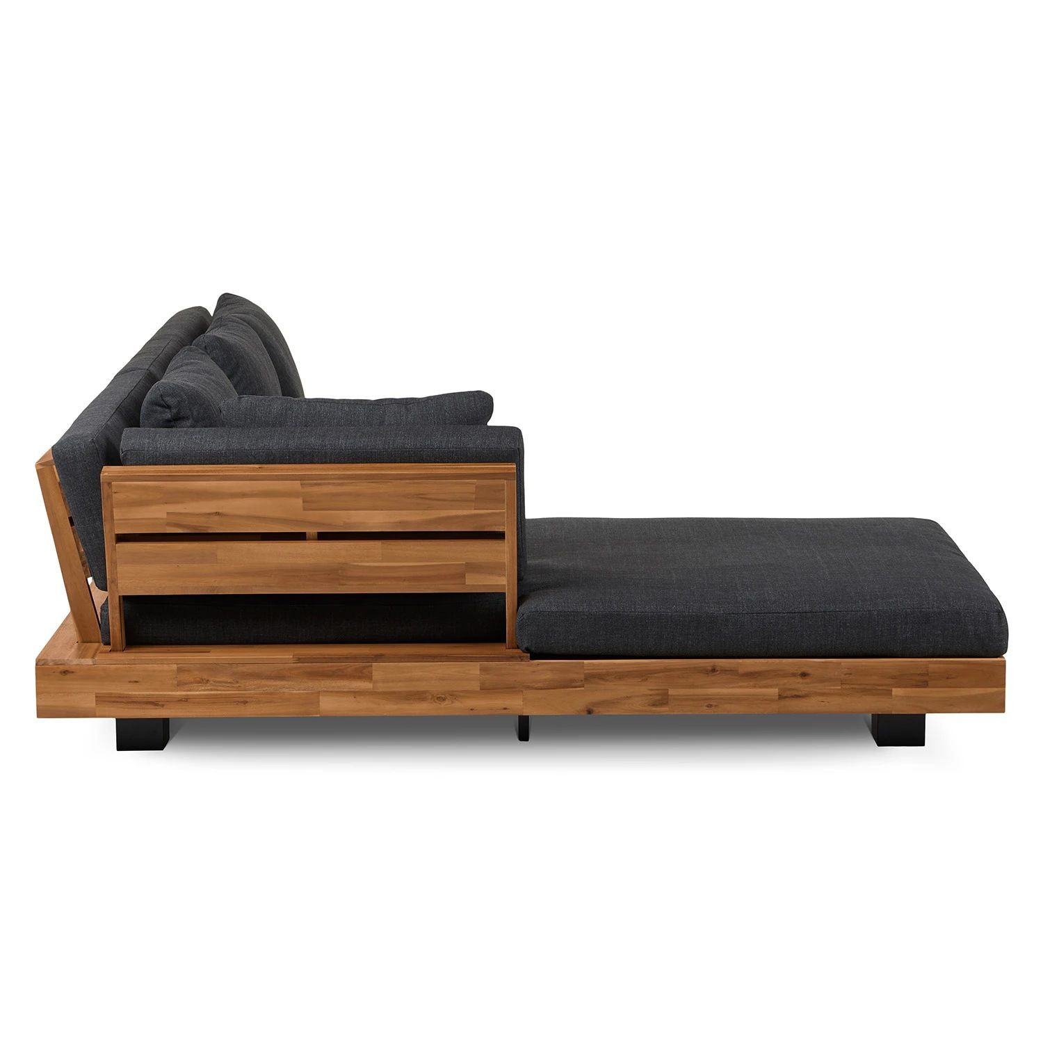 L Shape Sectional Fabric Outdoor Sofa Bed With Wooden Frame For Roof Patio