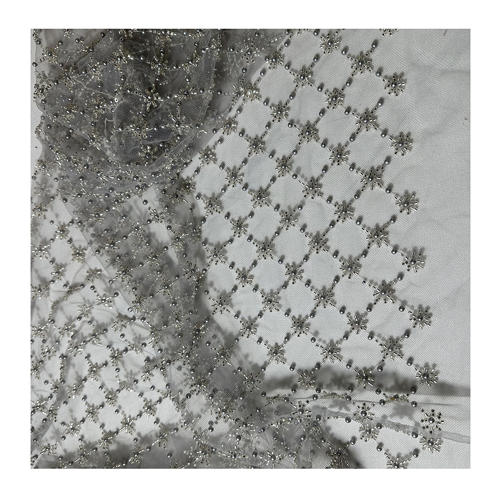 Velvet Embroidery Beaded Fabric Mesh Beaded Fashion Fabric