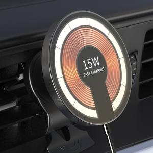Wholesale Magnetic Glass Aluminum Alloy Wireless Car Charger Round 15W Removable 2 In 1 from china suppliers
