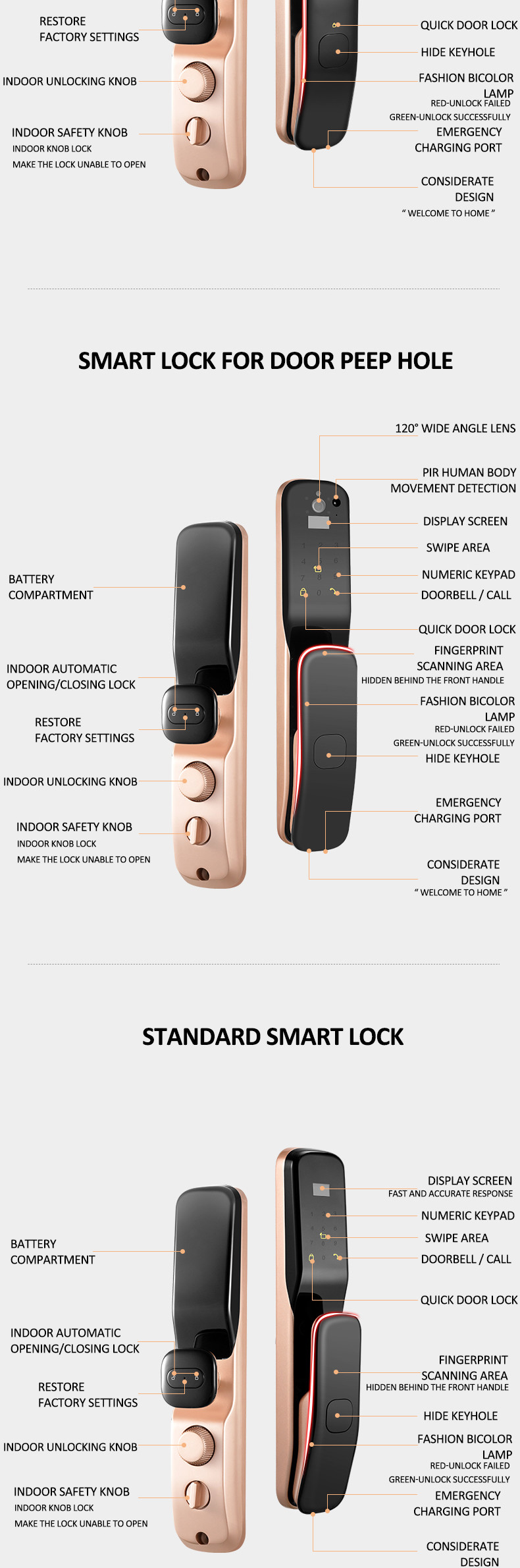 Cat Eye Door Bell Smart Face Fingerprint Automatic Front Door Locks