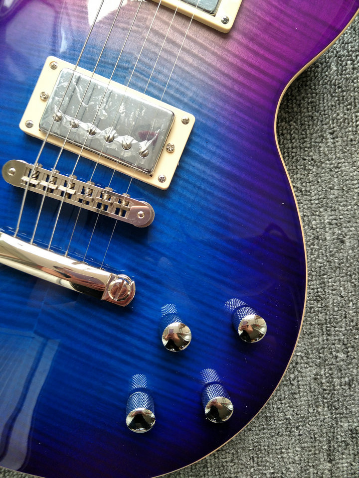Human Free shipping Tiger stripes standard model Electric Guitar LP guitar Multicolor