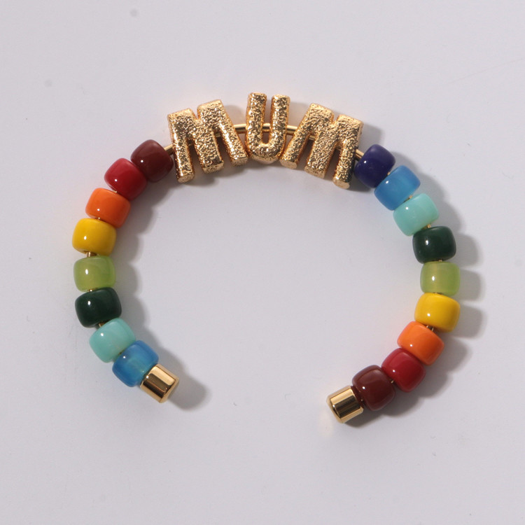 Handcrafted 18.5cm Bangles With Black Beads Glasses And Stone Materials