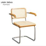 Restaurant Cafe Furniture Natural Rattan Armchair Nordic Dining Chair 83cm