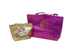 Wholesale Charming 75g Square Veins Shining Coated Non Woven Carrier Bags With Zipper Closure from china suppliers