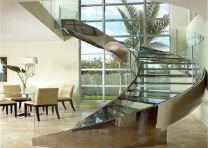Wholesale Round Curved Glass Staircase Stainless Steel Building Stairs Easy Assemblying from china suppliers