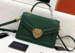 Green One Strap Shoulder Womens Luxury Handbag Cowhide Lock Decoration