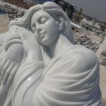 Marble Beauty Lady Sculpture Garden Ornament Hand-Carved White Life Size