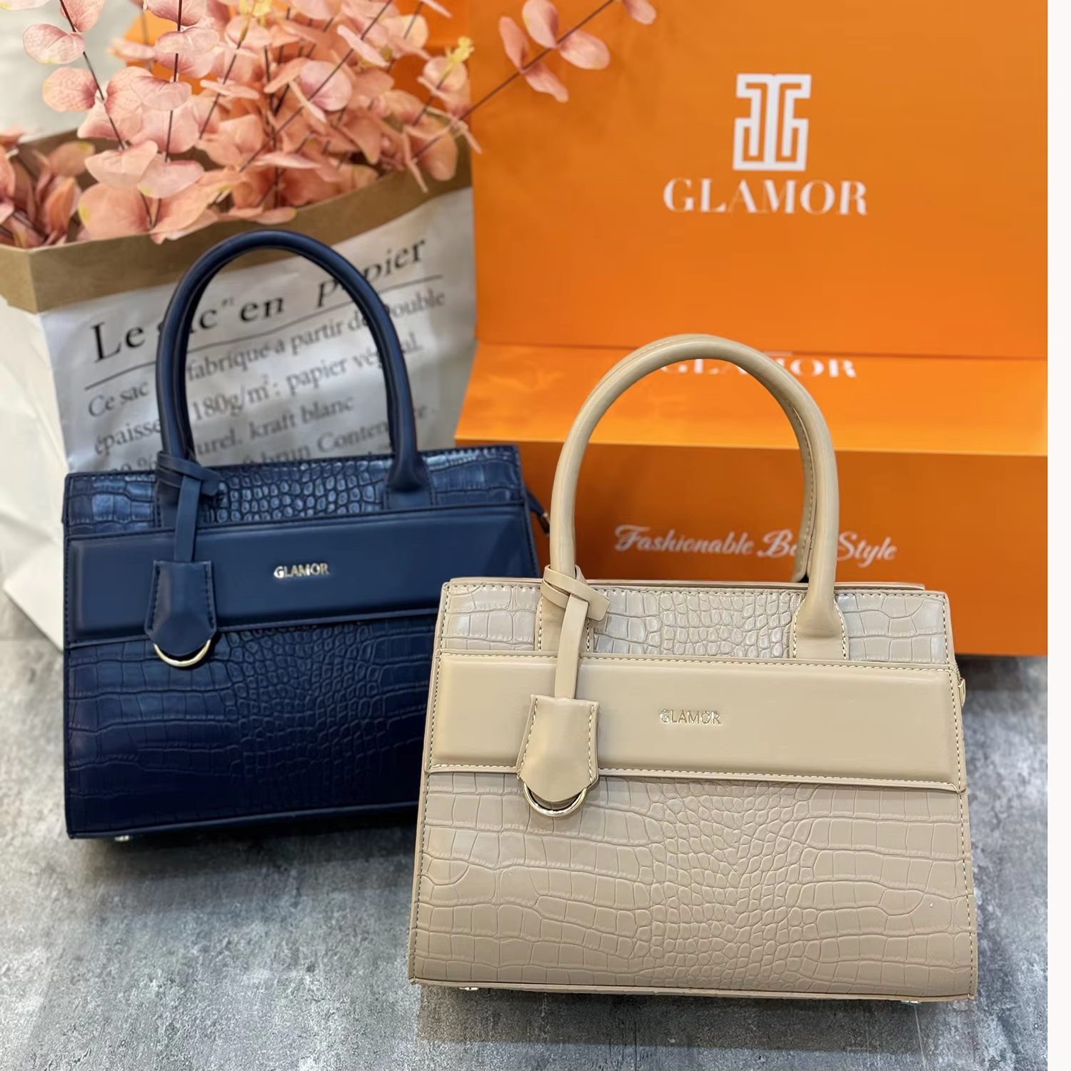 GLAMOR 2024 Ladies Bags Women's Handbag Set with Geometric Pattern and PU Leather