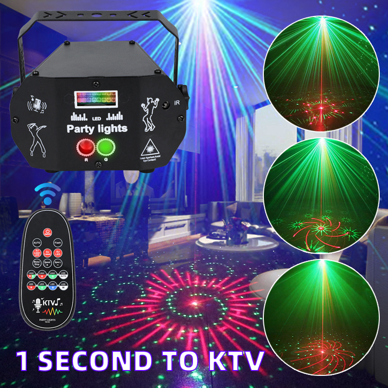 New Mini 3 in 1 Laser Light Sound Activated USB LED Stage Lights Adjustable Speed Party Atmosphere Lamp with Remote Cont