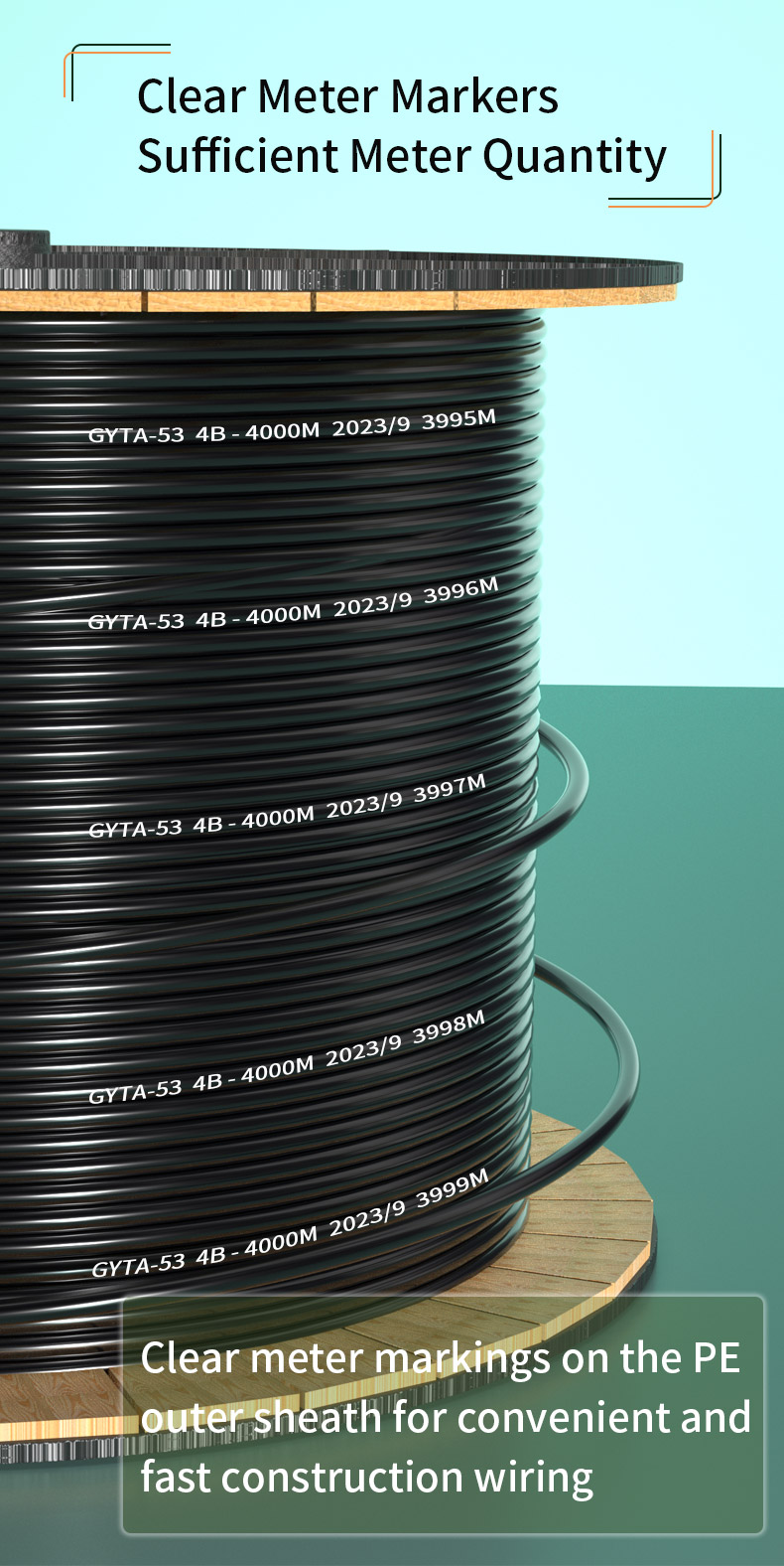 HXCOWO GYTA53 48 Core G652D PE Underground Armored Fiber Optic Cable with LSOH Jacket