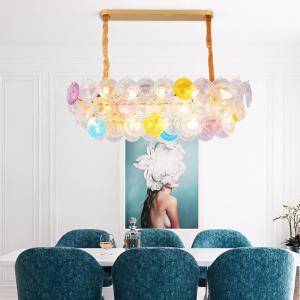 Wholesale Soft Brightness Colorful Glass Disc Pendant Lights E14 AC 110 - 250V from china suppliers