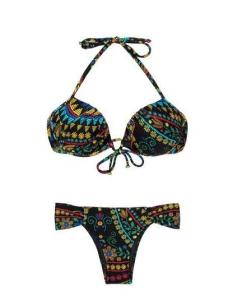 Wholesale Black Balconette Push-up Bikini With Small Flower Design - Bordado Balconet from china suppliers