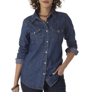 Wholesale Womens Denim Shirt Long Sleeve Button Down with Pockets Blouses from china suppliers