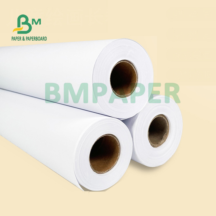 Wide Format 80gsm White Bond Plotter Paper Roll 18'' 24'' x 500ft 3'' Core