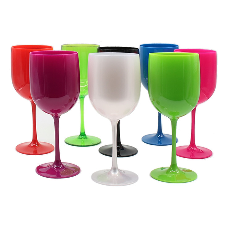 405ml 15oz Plastic Wine Goblet With Gold Rim For Party