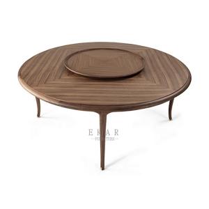 Wholesale Italian Designer Luxury Walnut Solid Wooden Round Rotating Center Dining Table from china suppliers