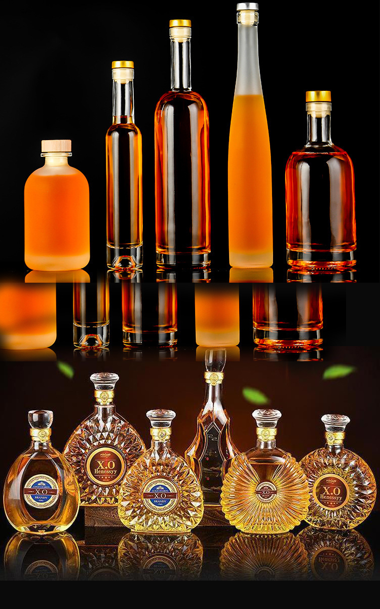 750ml Liquor Glass Bottles with Customize Sealing Type and Aluminum Plastic PP Collar