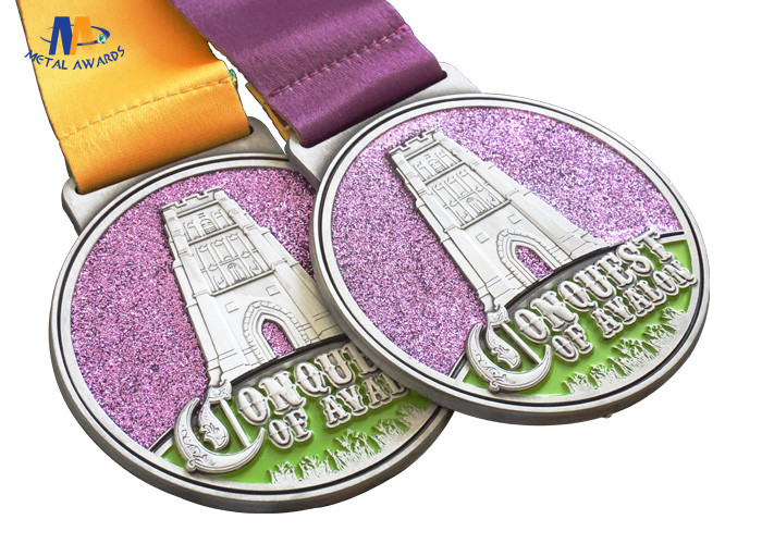 Soft Enamel And Glitter Filled Custom Award Medals Embossed Logo For Business Gift