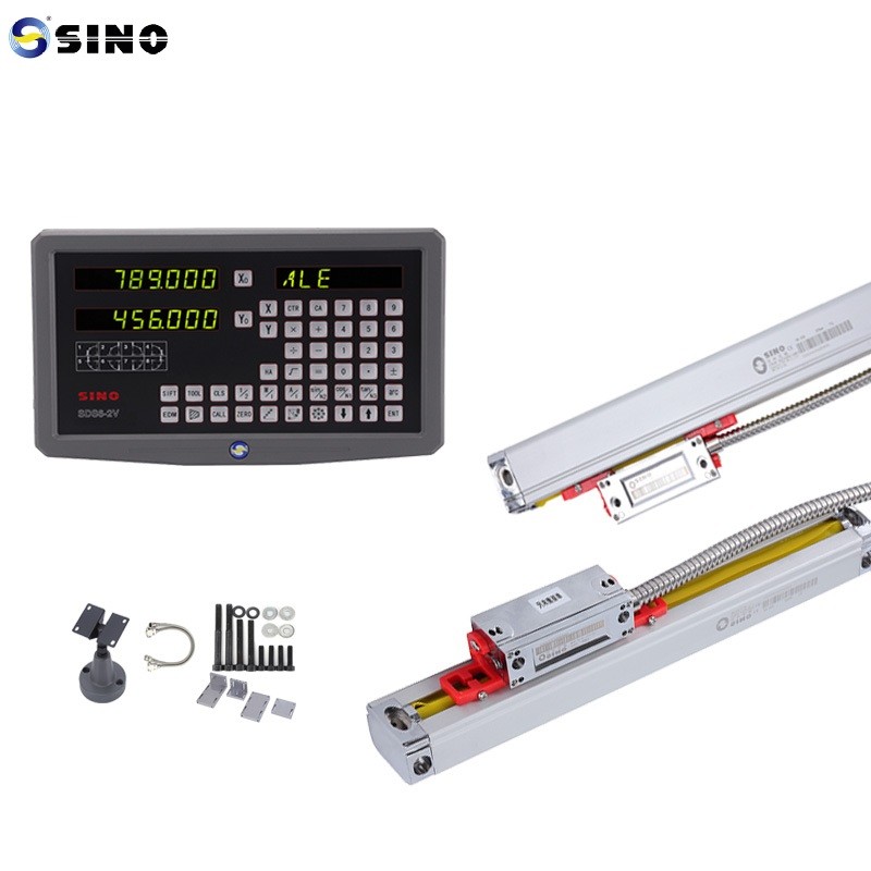 SINO SDS6-2V DRO 2 Axis Digital Readout With Metal LED Kits Two Linear Encoder Rulers For Milling Lathe Machine