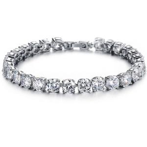 Wholesale Silver Plated Princess Cubic Zironia Tennis Bracelet Women Wedding Jewelry(JKS408WHITE) from china suppliers