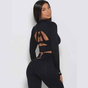 Wholesale Wholesale 3 Piece Sportswear Long Sleeve Crop Top Pant Yoga Workout Set Women Clothing Active Wear Gym Fitness Sets from china suppliers