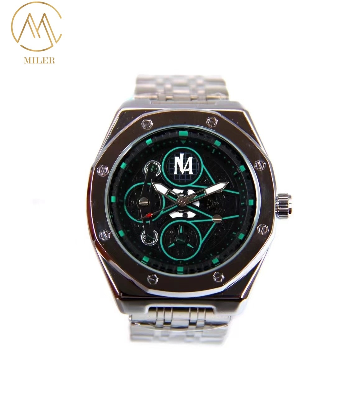 Hollowed Out Design Wrist Waterproof Quartz Movement Watch with Stainless Steel Strap