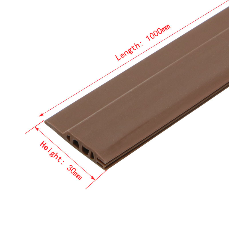 Brown Silicone Weather Stripping Acoustic Rubber Door Bottom Seal Strips 1000mm