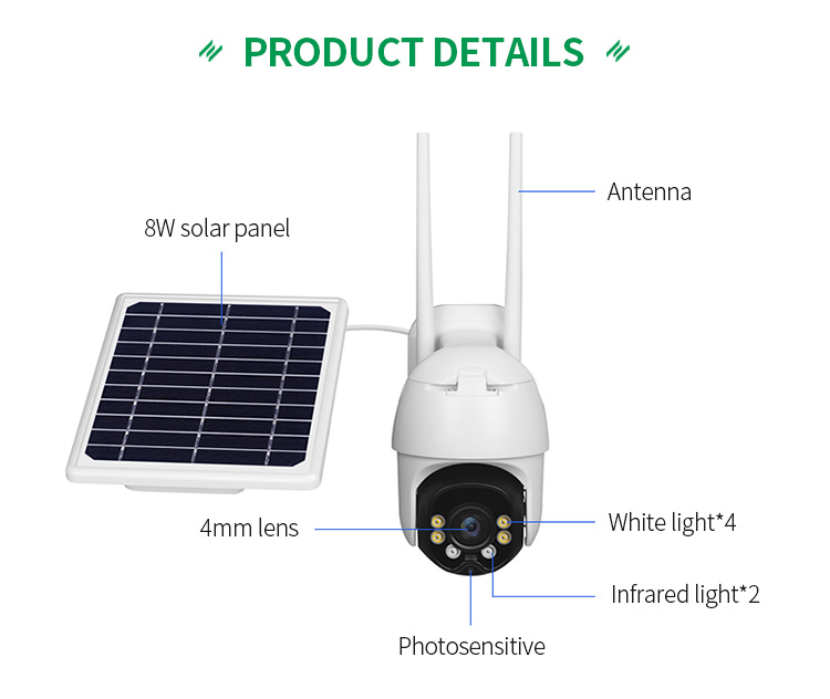 Low Power Wifi Wireless Solar Power Camera With 4g Sim Card Ip67 for Outdoor