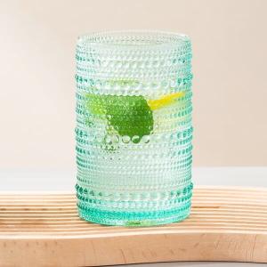 Wholesale Hobnail Highball Beaded Drinking Glasses 15 Oz Green 430ml Vintage Old Fashioned from china suppliers
