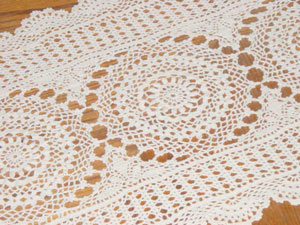 Rectangular coffee table linen table cloth table, Corcheted Lace Table linen, Tablecloth