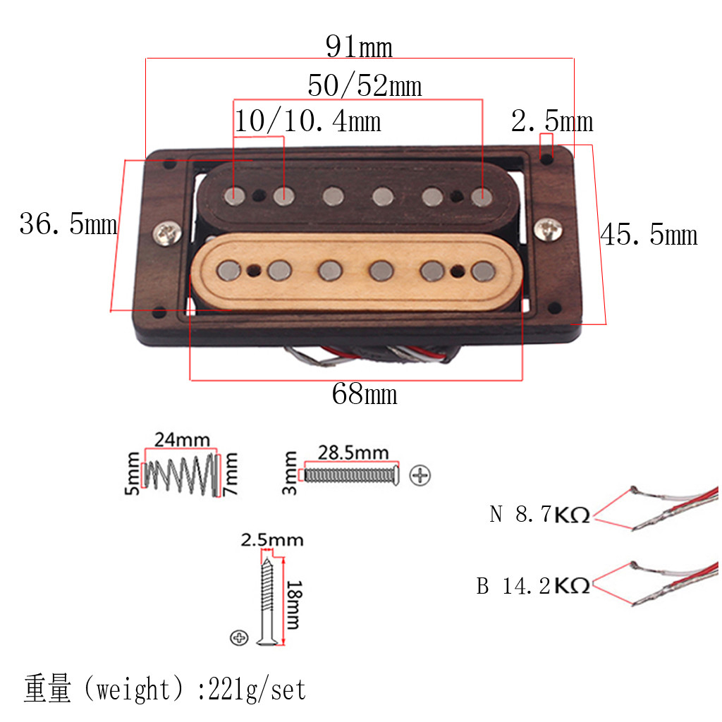 ST FD SG Style Guitar Alnico 5 Humbucker Pickup Set Dual Coil Rosewood
