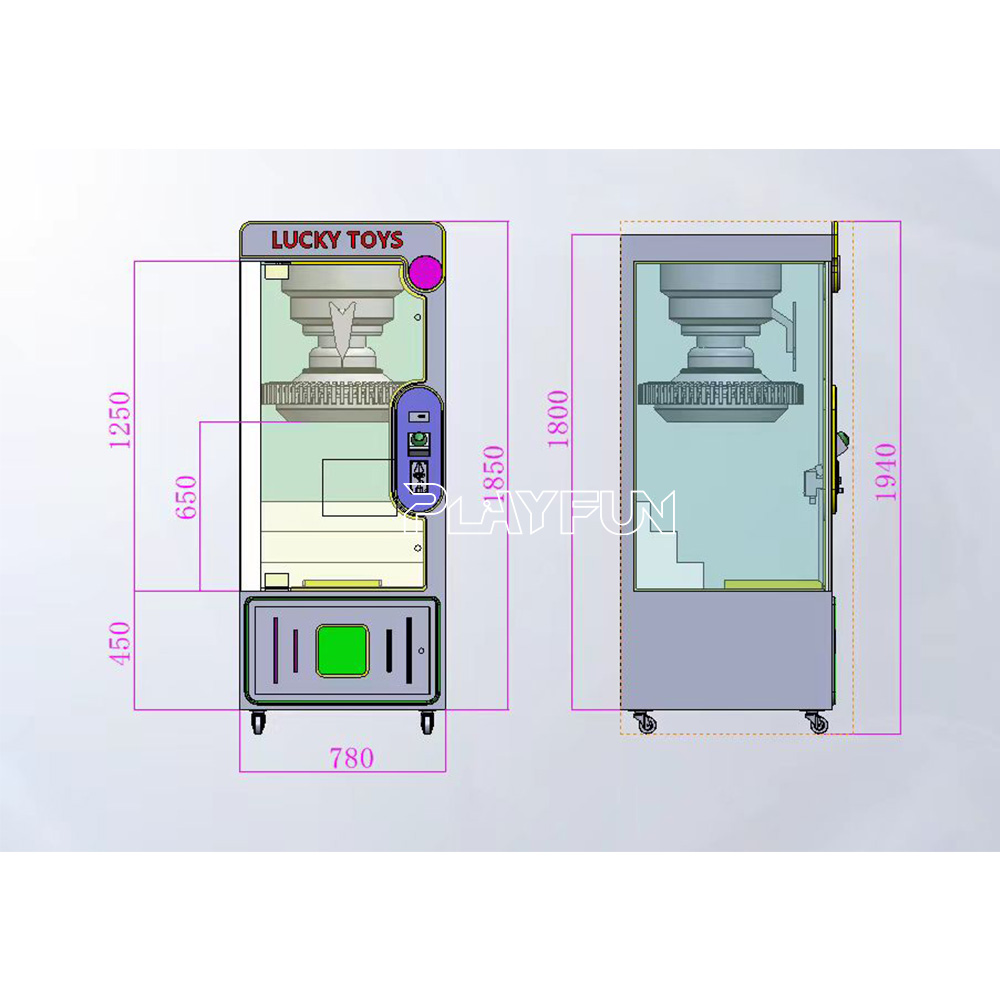 Playfun Coin Operated Indoor Amusement Arcade Wheel Lucky Clip Prize Vending Machine Lucky Clips with 60 Clips
