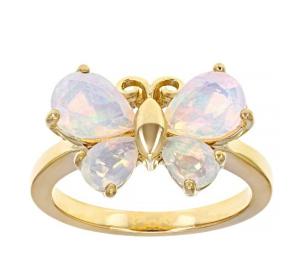 Wholesale Fine Jewelry Multicolor Ethiopian Opal Butterfly Ring 18k Yellow Gold Over Sterling Silver from china suppliers