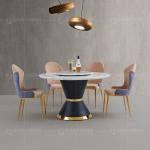 French Style 20mm Luxury Marble Dining Table 200x100x75cm Stainless Steel Frame