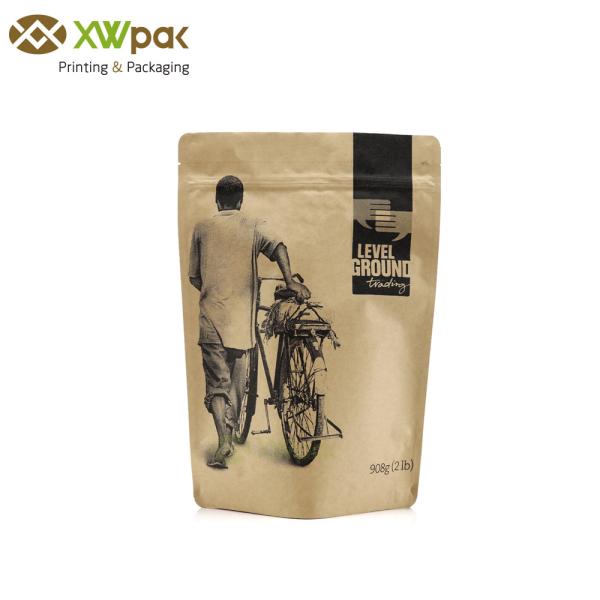 Recyclable Kraft Paper Custom Printed Paper Bags Biodegradable For Snack Coffee
