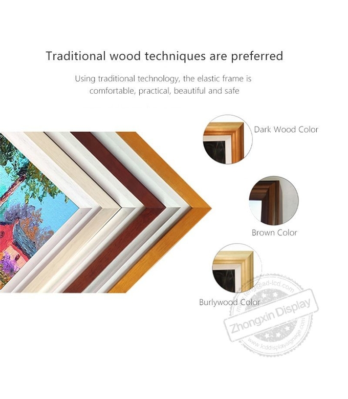 27inch Wooden Art Frame LCD Display With 1000 1 Contrast Ratio 300 Cd/M² Brightness HDMI/VGA/USB Inputs