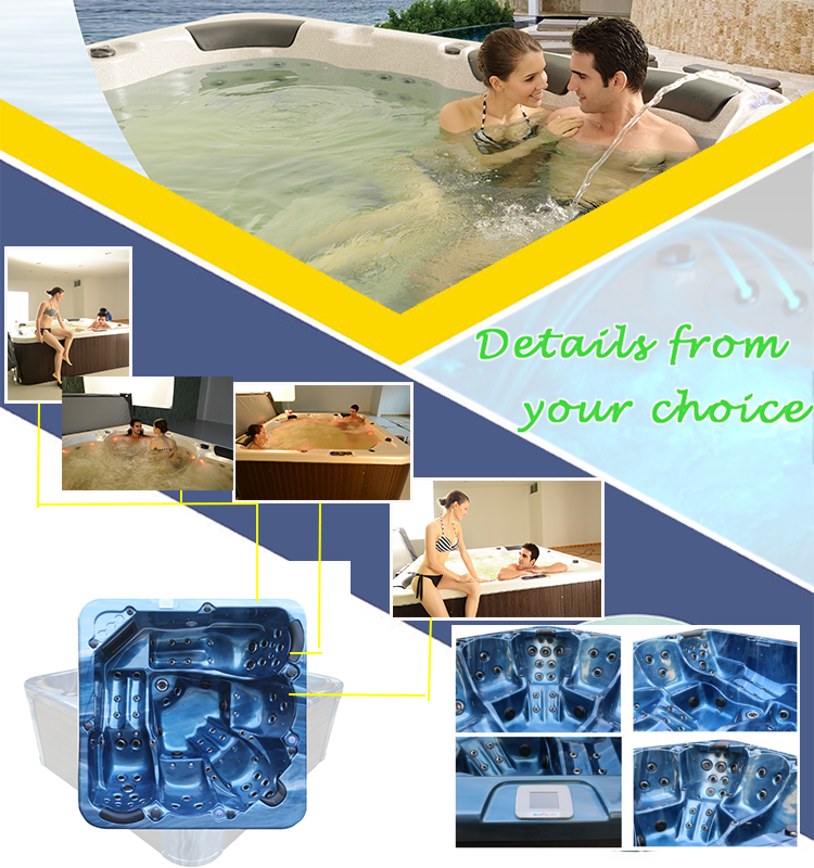 2m Acrylic Hot Tub 4 People Whirlpool Massage Bathtub For Outdoor