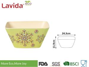 Wholesale Abstract Flower Design Bamboo Fiber Bowls Square Shape High Strength Food Safe from china suppliers