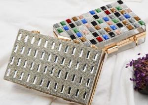 Wholesale Metalic Acrylic Small Clutch Bags With Luxury Multi Color Crystal Front from china suppliers