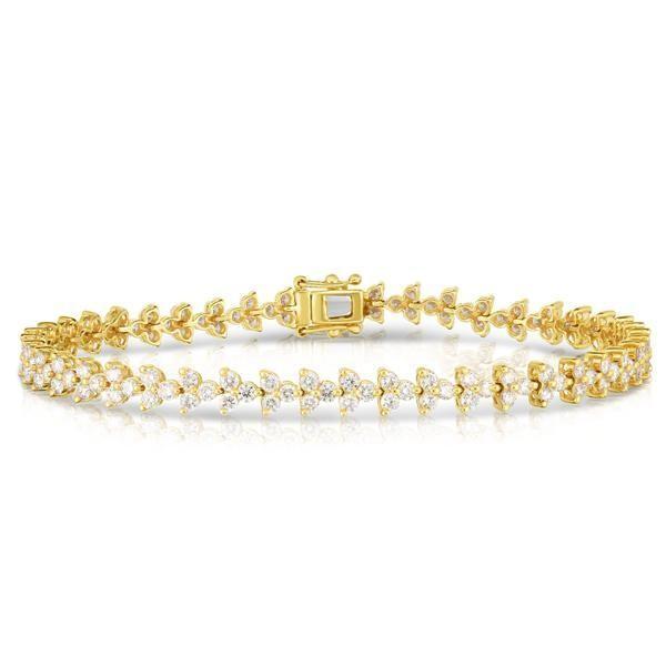 Designer 18K Gold 925 Sterling Silver Flower Charm Women Tennis Bracelet with