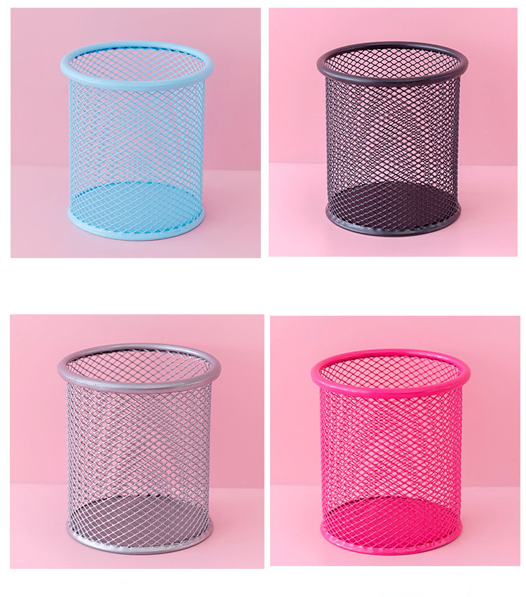 2022 Office Stand Cute Pen Container Desktop Personalized Metal Mesh Pen Holder in Green