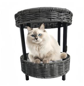 Wholesale Artificial Hand Woven Rattan Cozy Pet Kitty House Waterproof Breathable Cat Bed Condo House from china suppliers