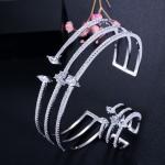 Round Bracelets & Bangles For Women Wedding Gift Gold Silver Plated CZ