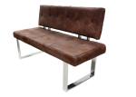 Leathaire Technical Upholstered Dining Bench , Chrome Dining Bench Glossy Leg