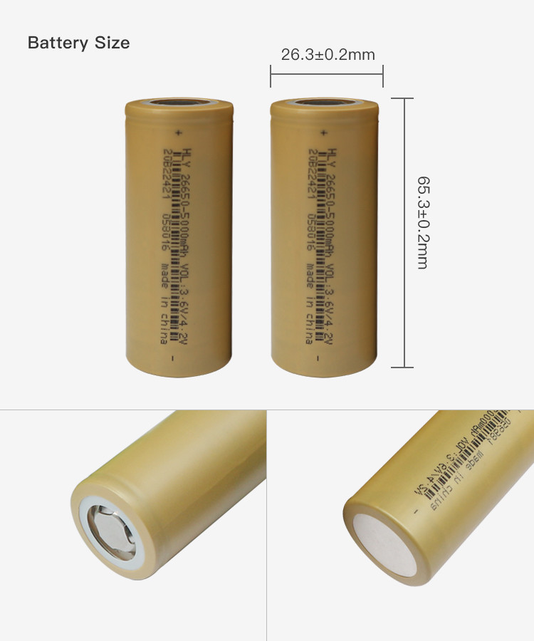3.6v 5000mah Li Ion 26650 Rechargeable Battery For Power Tool