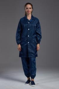 Wholesale Cleanroom resuable Anti static ESD smock Labcoat dark blue with conductive fiber pen holder from china suppliers