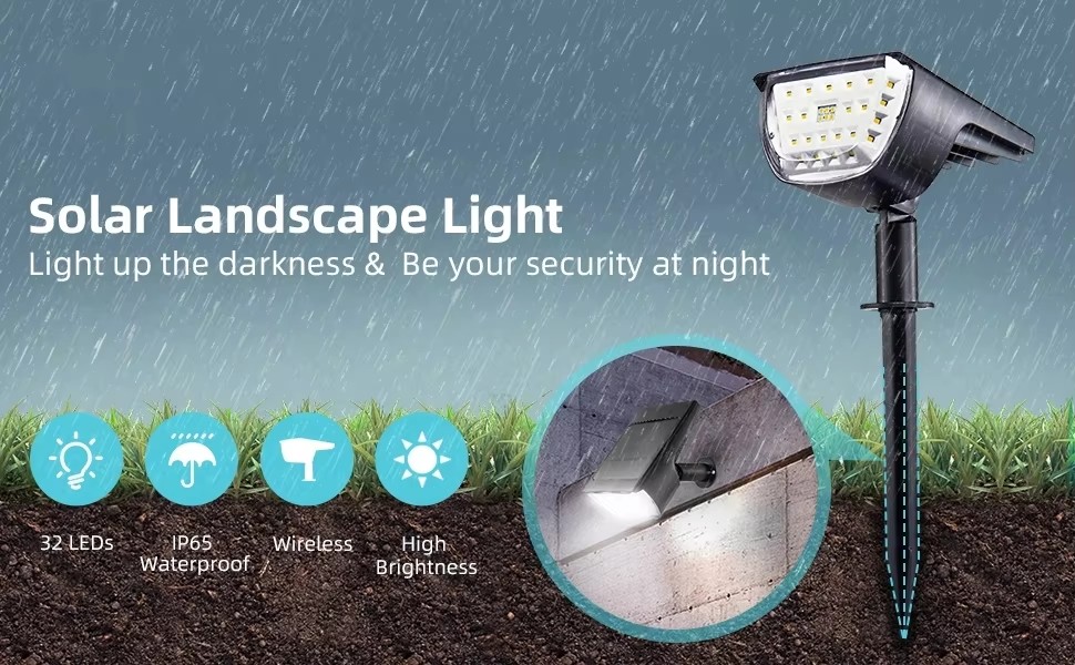 Waterproof Solar Light for Landscape Lighting Easy and Quick Installation