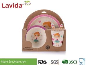 Wholesale BPA Free School Bamboo Childrens Dinner Set , Round 5 Pieces Baby Bamboo Dinner Set from china suppliers