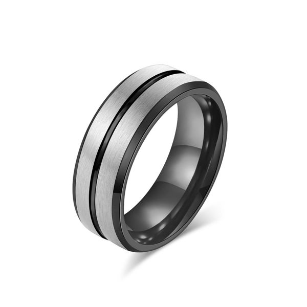 Hot Selling 8mm Slotted Tungsten Steel Ring Ring Men's Niche High-End Vacuum Plated Two-Color Tungsten Gold Jewelry Tstk002sb