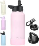 32 oz Insulated Water Bottle With Straw, Stainless Steel Sports Water Cup Flask